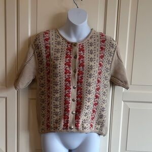 Vintage Huntington Ridge 1980's Floral Embroidered Cotton Cardigan Size Medium.